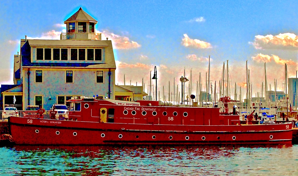 Chicago Fireboat In Marina "Schlaeger 58 Fireboat" - Welcome